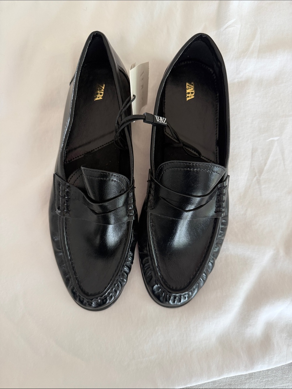 ✨NWT✨Zara Black Patent Leather Penny Loafers